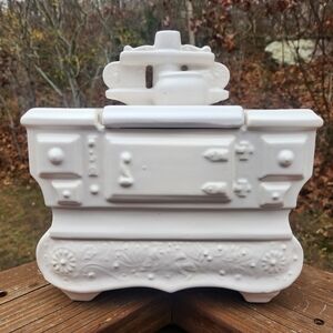 Vintage Mccoy Bisque White Stove Cookie Jar Circa 1962 HEAVY!